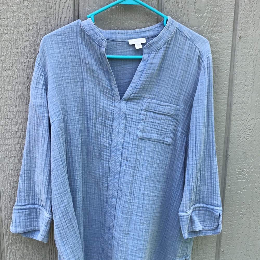 Pure Jill. Size medium petite. Light Blue Textured Blouse - Picture 3 of 7